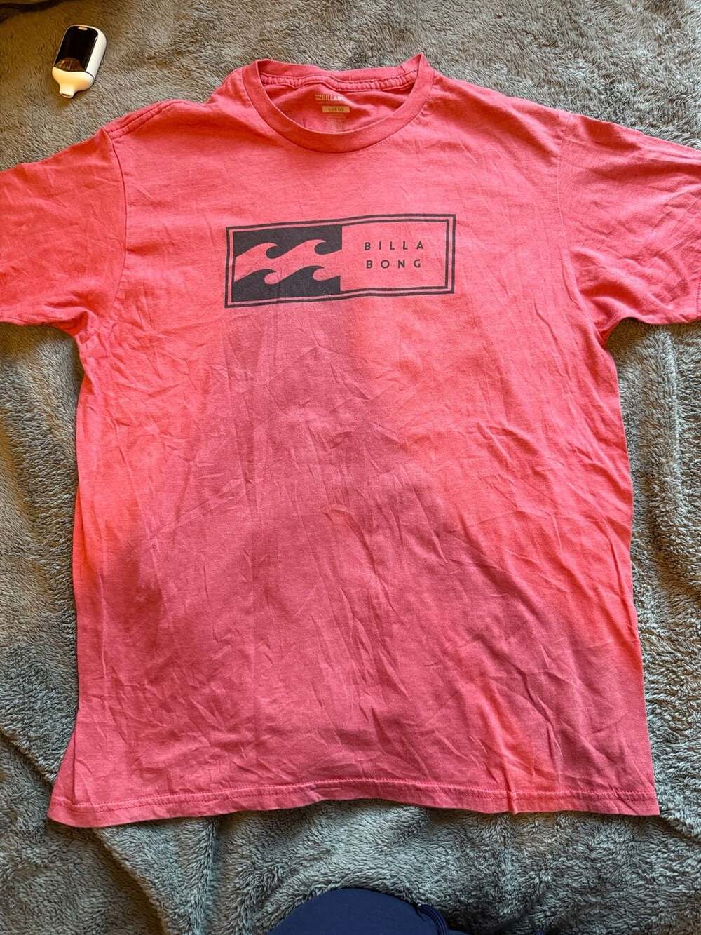 Y2K Billabong Graphic T-Shirt Size Large Red Waves Logo